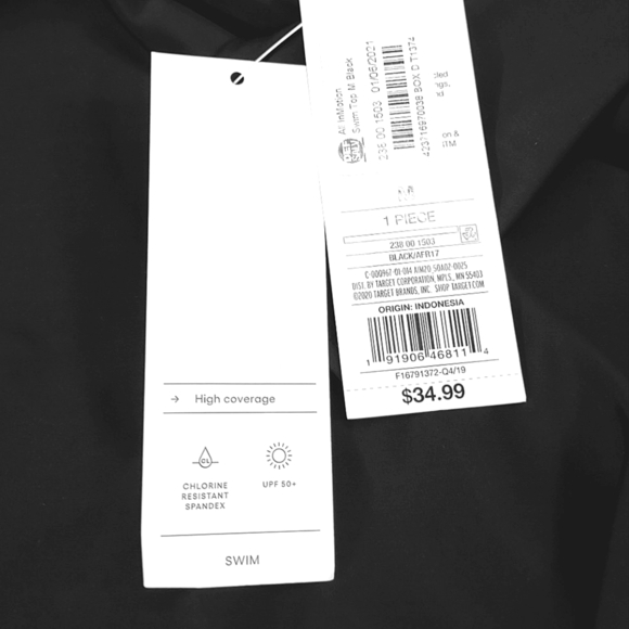 ALL IN MOTION BLACK SWIM BEACH TOP UPF 50+ CHLORINE RESISTANT SIZE M - Picture 6 of 7